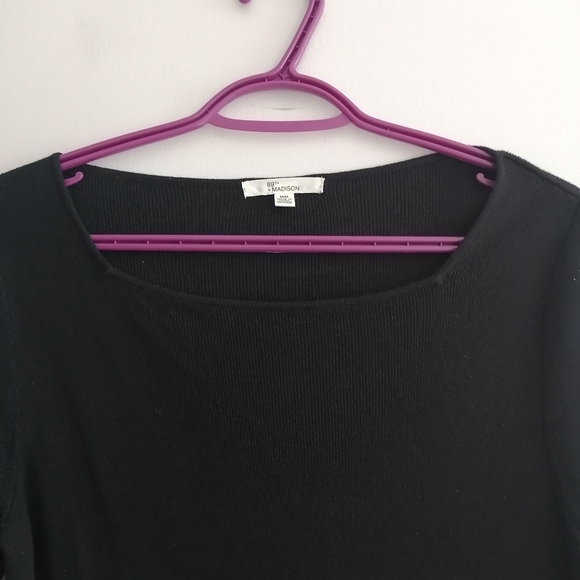 89th and Madison Ribbed Knit 3/4 Sleeve Black Lightweight Sweater Medium - Picture 3 of 9